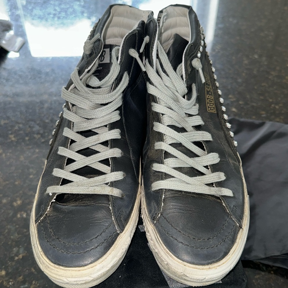 Brand new in box golden goose limited edition Swarovski crystal slide sneakers